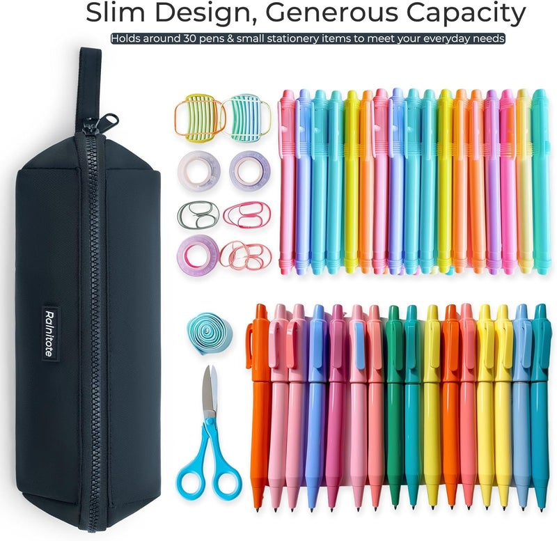 Ralnitote Store Large Pencil Case with 180° Open Design, Big Capacity Pen Bag for Girls & Boys, Aesthetic & Cute Pencil Pouch for School, Office, Makeup & Tech Accessories-Black - Image 4